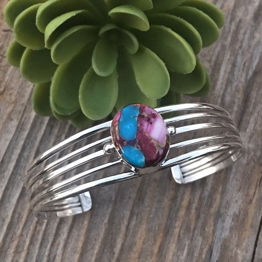 Navajo Pink Dream Mojave Sterling Silver Custom Cuff