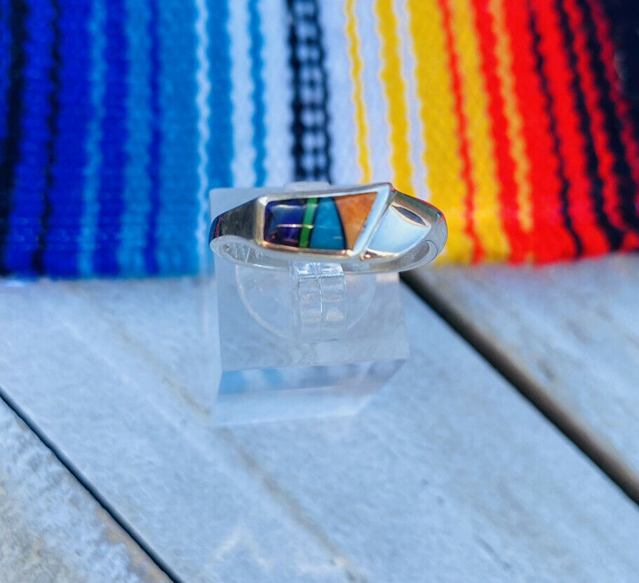 Navajo Multi Stone & Sterling Silver Inlay Ring