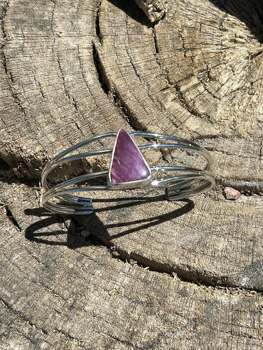 Navajo Purple Spiny Triangle Sterling Silver Cuff Bracelet