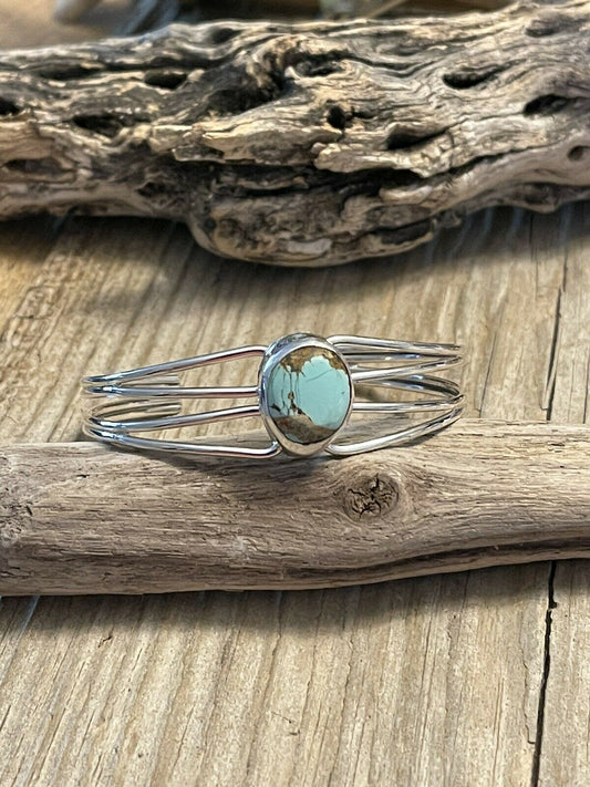 Navajo Turquoise Spiny Sterling Silver Bracelet Loop Cuff Stamped Begay