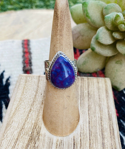 Navajo Purple Kingman Turquoise & Sterling Silver Ring Size 5.5