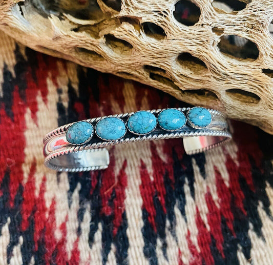 Navajo Sterling Silver & Turquoise  Cuff Bracelet