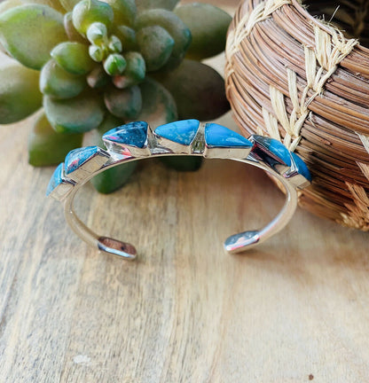 Navajo Turquoise & Sterling Silver Stacker Cuff Bracelet