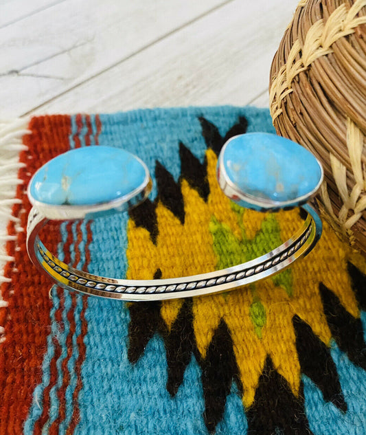 Navajo Turquoise & Sterling Silver Floating Cuff Bracelet