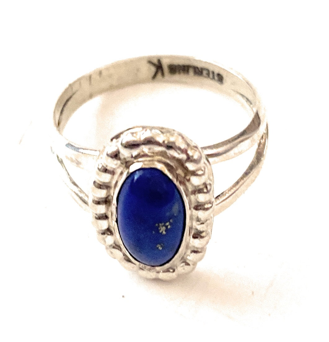 Navajo Sterling Silver & Lapis Ring Size 7.5