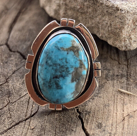 Navajo Kingmen Turquoise & Sterling Silver Wave Ring