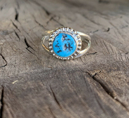 Navajo Kingmen Turquoise & Sterling Silver Double Band Ring