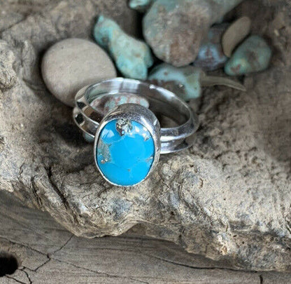 Navajo Turquoise & Sterling Silver Matrix Ring