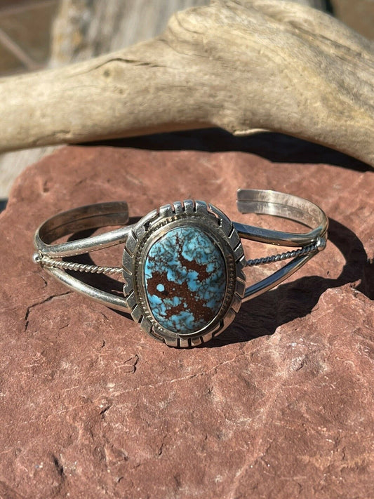 Navajo Kingman Web Turquoise & Sterling Silver Cuff Bracelet