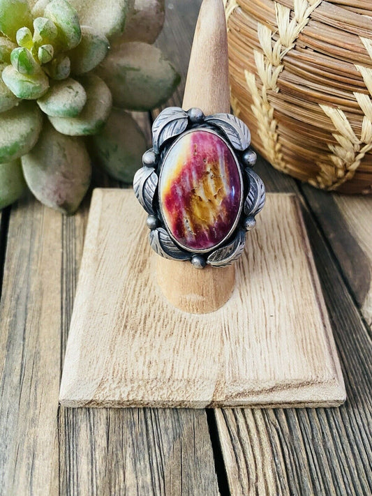 Beautiful Purple Spiny & Sterling Silver Navajo Ring Size 6 By Betta Lee