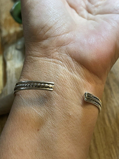 Navajo Teardrop Orange Spiny Sterling Silver Bracelet Rope Style Cuff