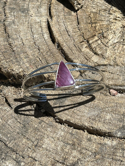 Navajo Purple Spiny Triangle Sterling Silver Cuff Bracelet