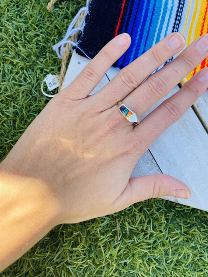 Navajo Multi Stone & Sterling Silver Inlay Ring