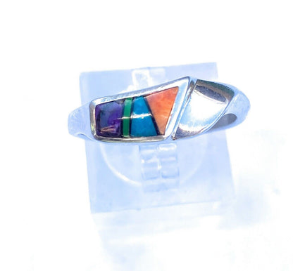 Navajo Multi Stone & Sterling Silver Inlay Ring