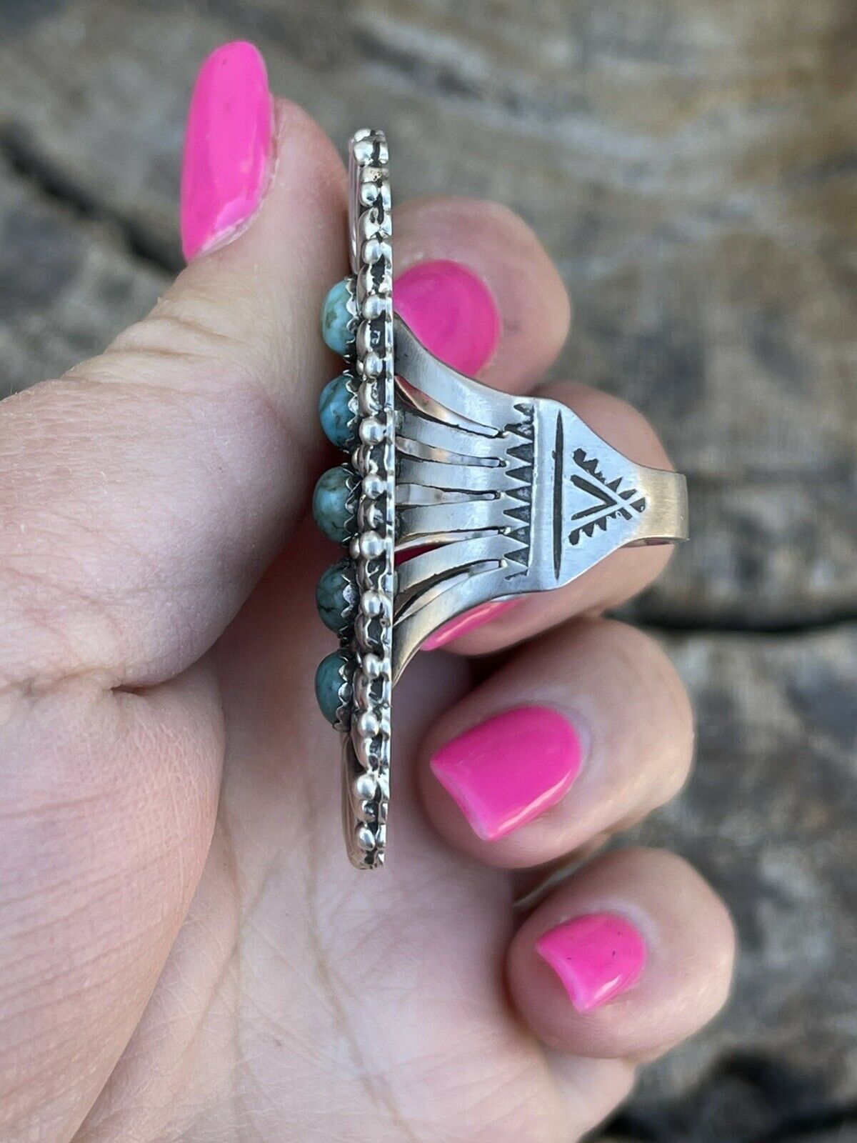 Navajo Sterling Silver Turquoise 5 Stone Ring Patrick Yazzie