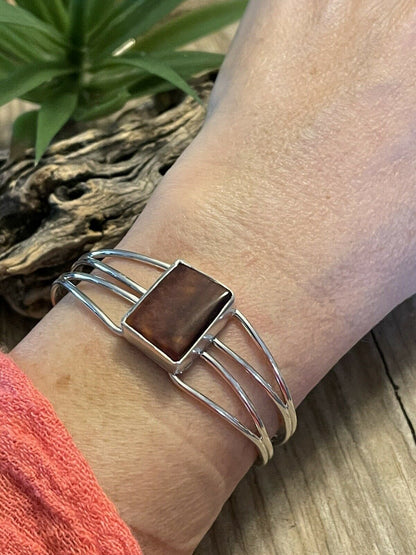 Navajo Spiny Sterling Silver  Bracelet Loop Cuff Stamped Begay