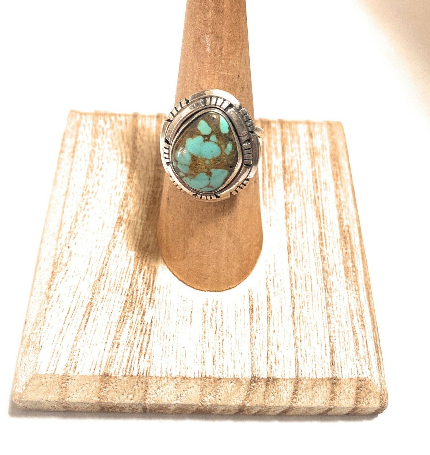 Navajo Kingman Turquoise & Sterling Silver Ring Size 7 Signed