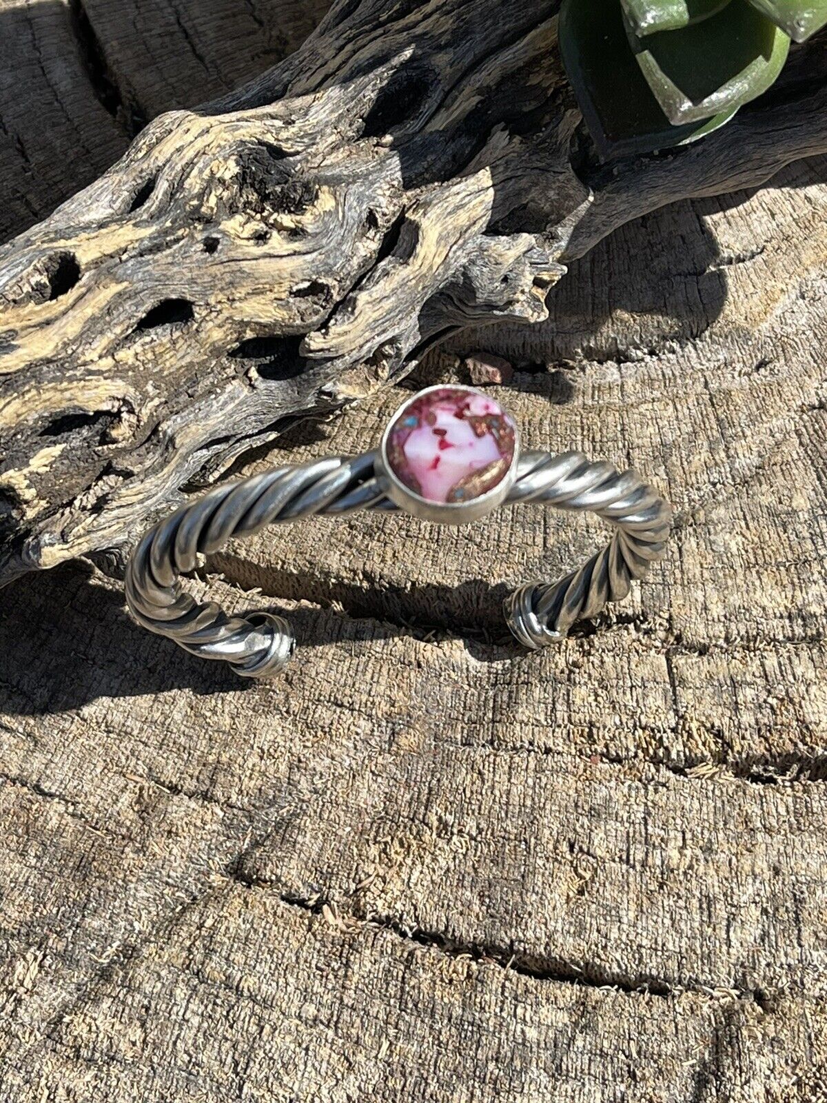 Navajo Pink Dream Mojave Sterling Silver Custom Cuff