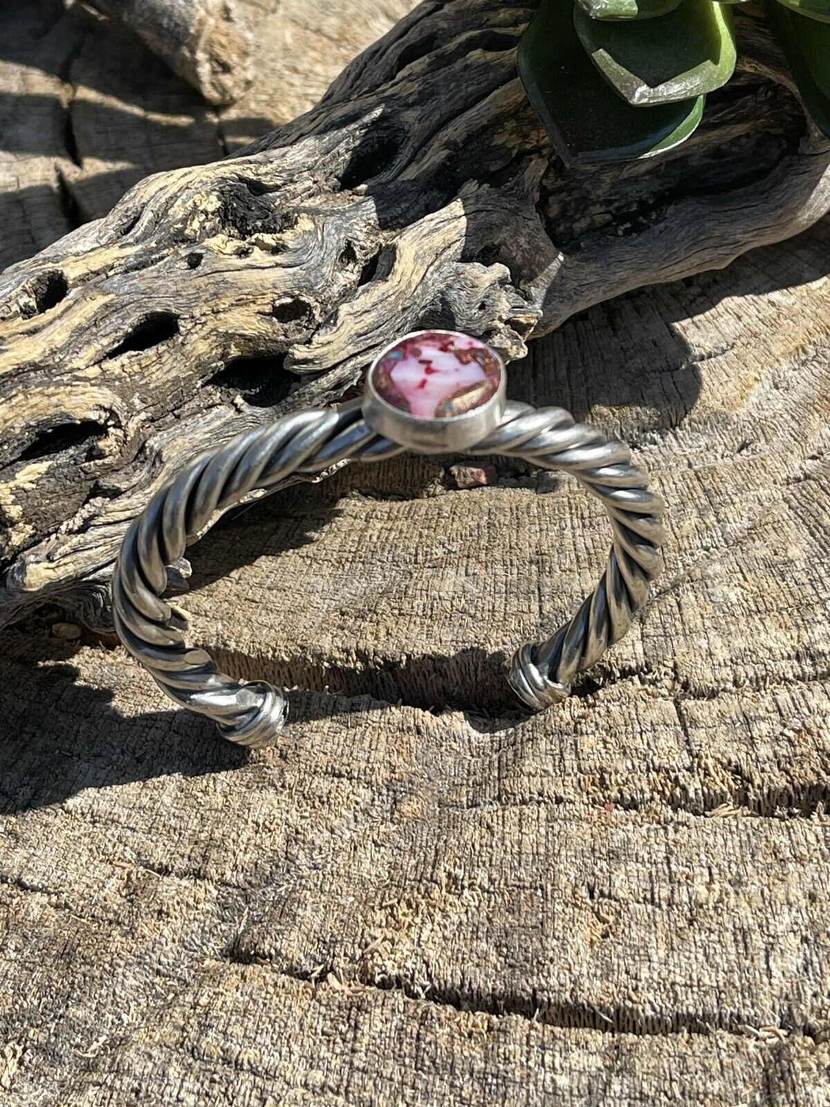 Navajo Pink Dream Mojave Sterling Silver Custom Cuff