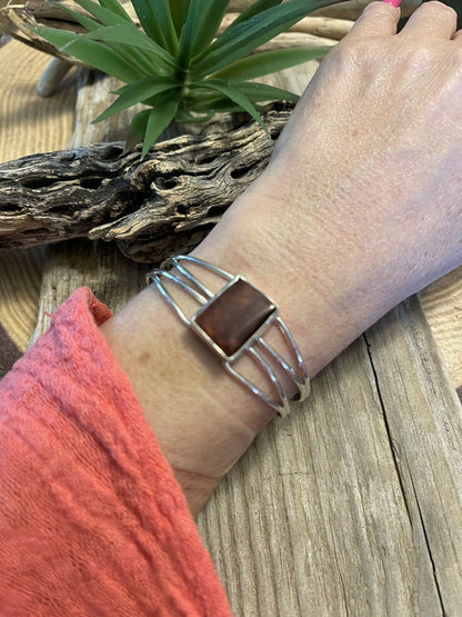 Navajo Spiny Sterling Silver  Bracelet Loop Cuff Stamped Begay