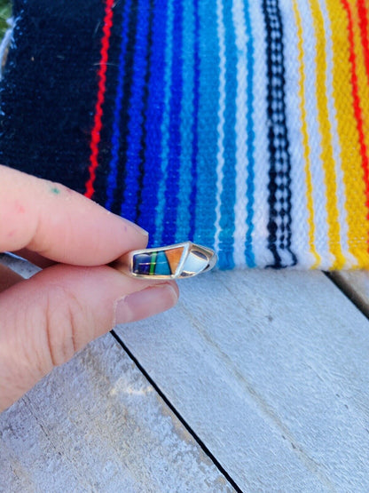 Navajo Multi Stone & Sterling Silver Inlay Ring