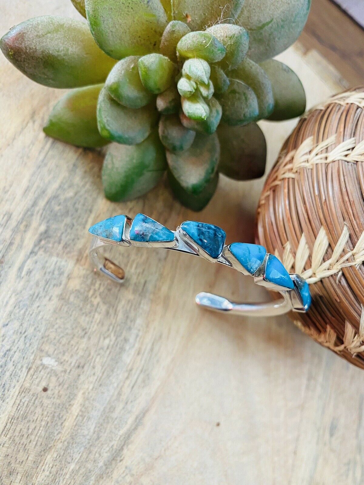 Navajo Turquoise & Sterling Silver Stacker Cuff Bracelet