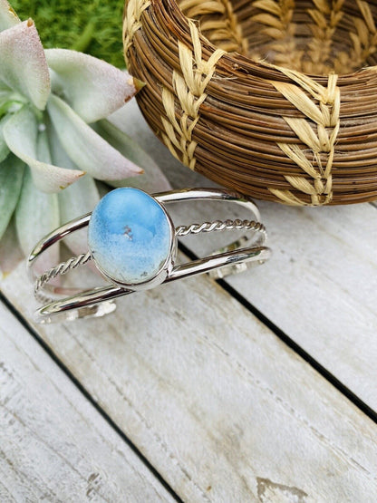 Navajo Golden Hills Turquoise Sterling Silver Cuff Bracelet