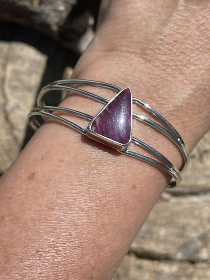 Navajo Purple Spiny Triangle Sterling Silver Cuff Bracelet