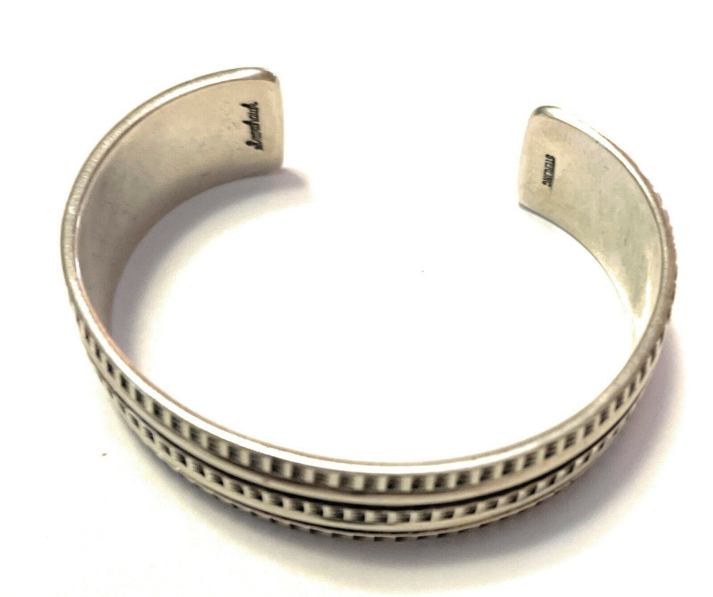 Navajo Sterling Silver Tribal Style Hand Stamped Bracelet Cuff Signed