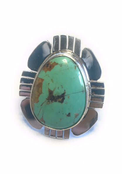 Royston Turquoise & Sterling Silver Navajo Ring Size 8 Stamped Sterling