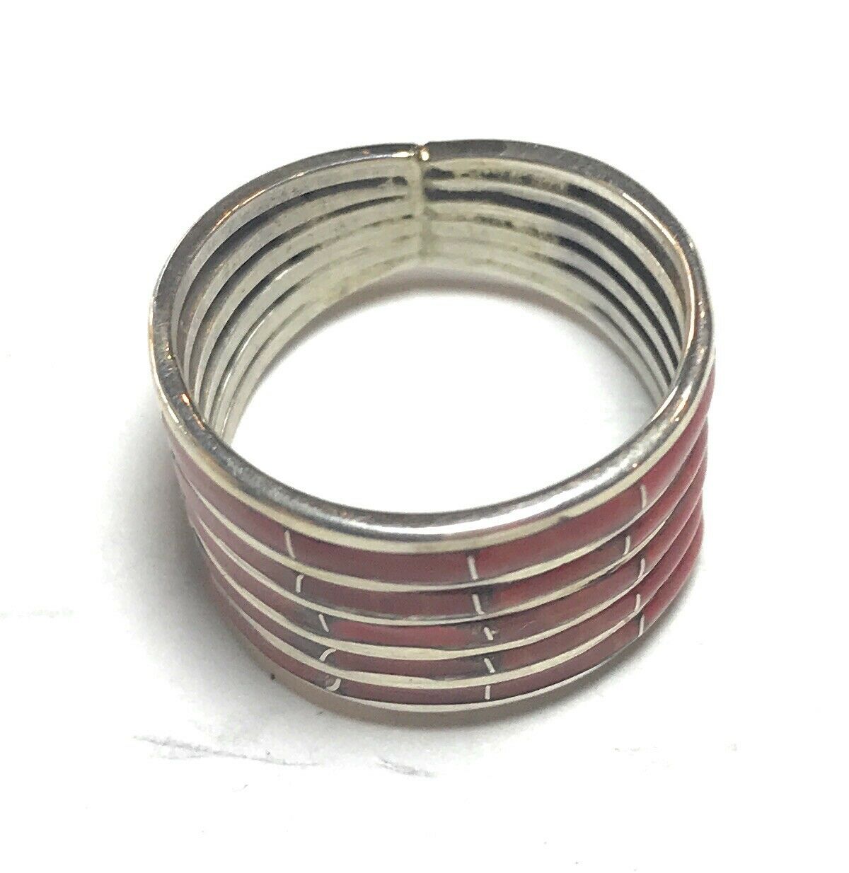 Navajo Sterling Silver Red Fire Opal Stacker Ring