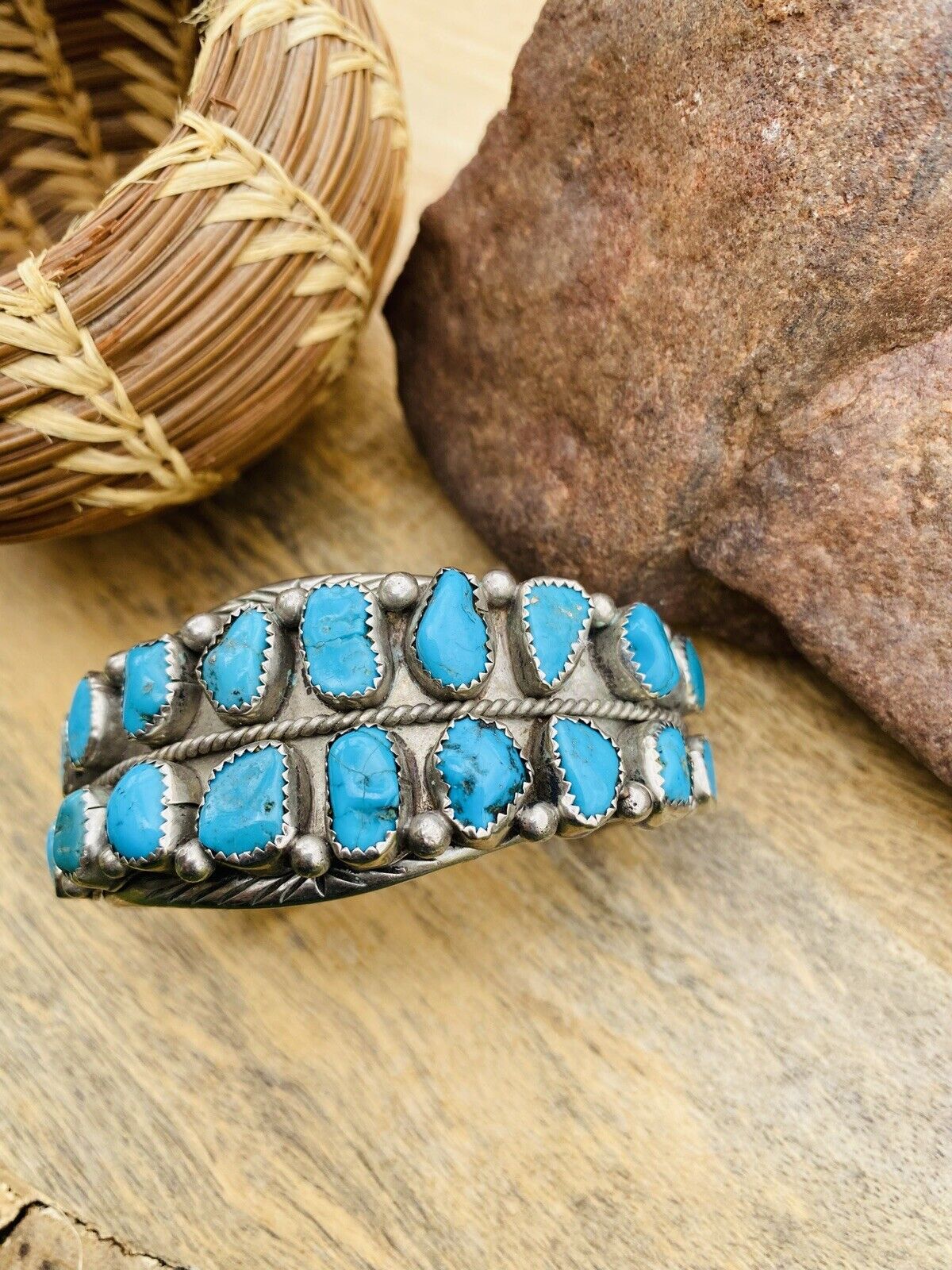 Navajo Vintage Turquoise & Sterling Silver Cuff Bracelet