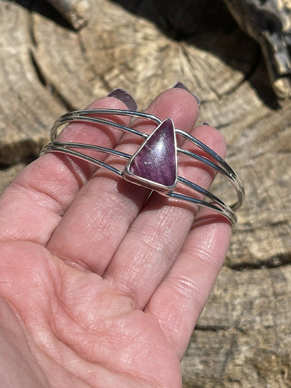 Navajo Purple Spiny Triangle Sterling Silver Cuff Bracelet