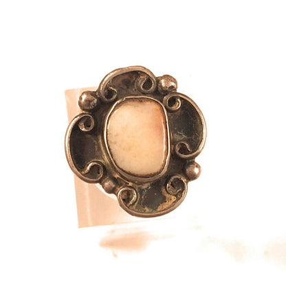 Vintage Navajo Mother Of Pearl & Sterling Silver Ring Size 4.5