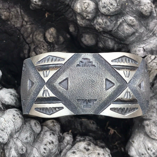 Navajo Sterling Silver Cuff Bracelet Stamped And Signed