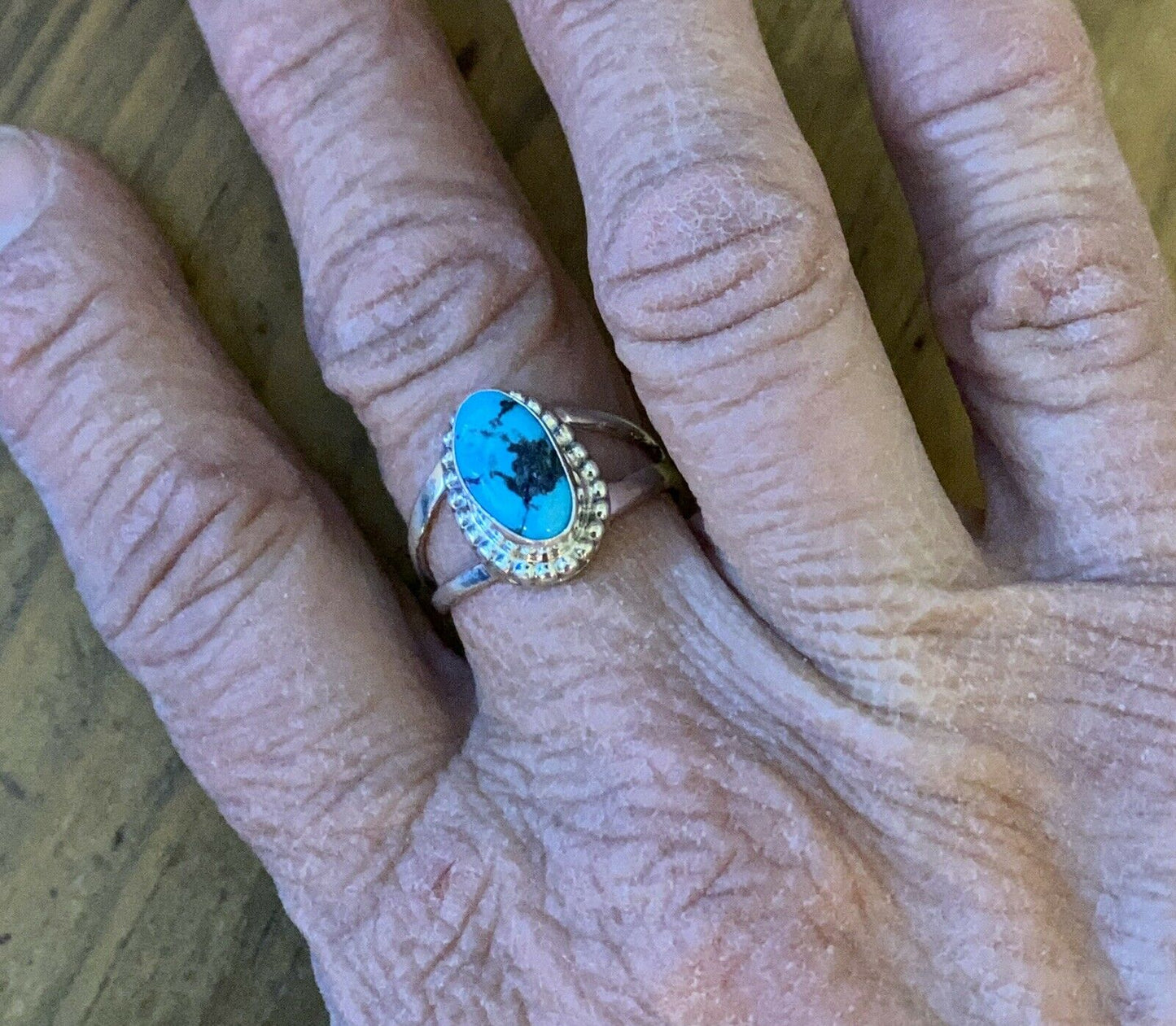 Navajo Kingmen Turquoise & Sterling Silver Double Band Ring