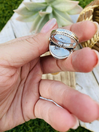 Navajo Pink Dream Mojave & Sterling Silver Ring Size 5