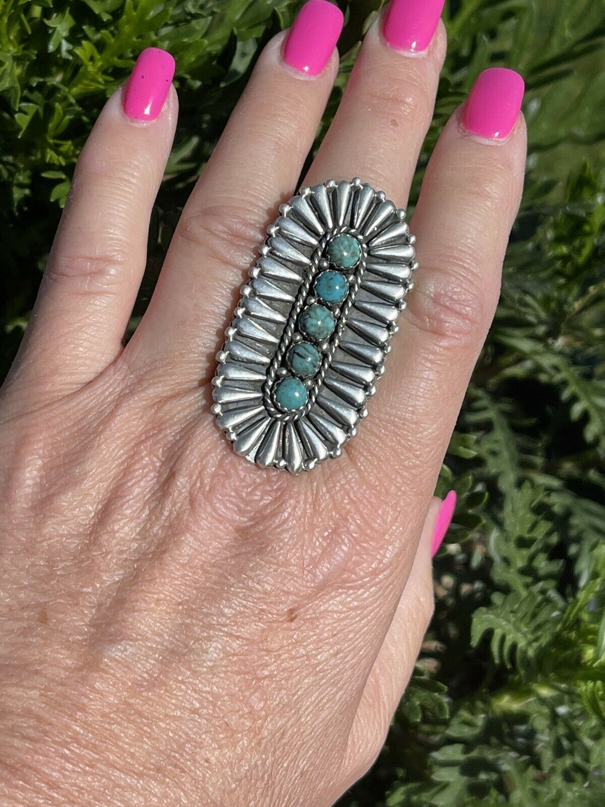 Navajo Sterling Silver Turquoise 5 Stone Ring Patrick Yazzie