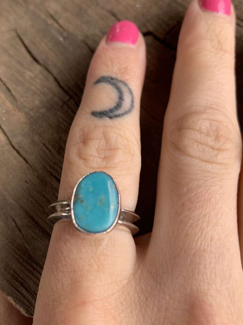 Navajo Turquoise & Sterling Silver Matrix Ring