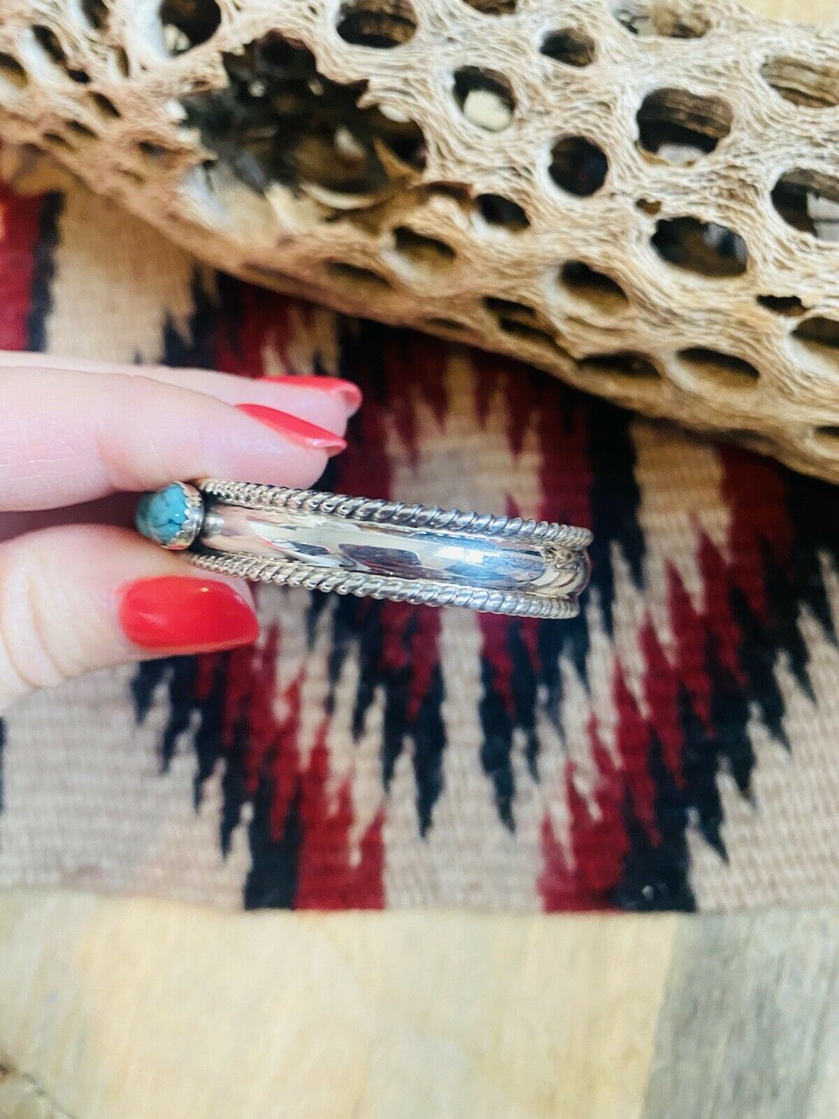 Navajo Sterling Silver & Turquoise  Cuff Bracelet