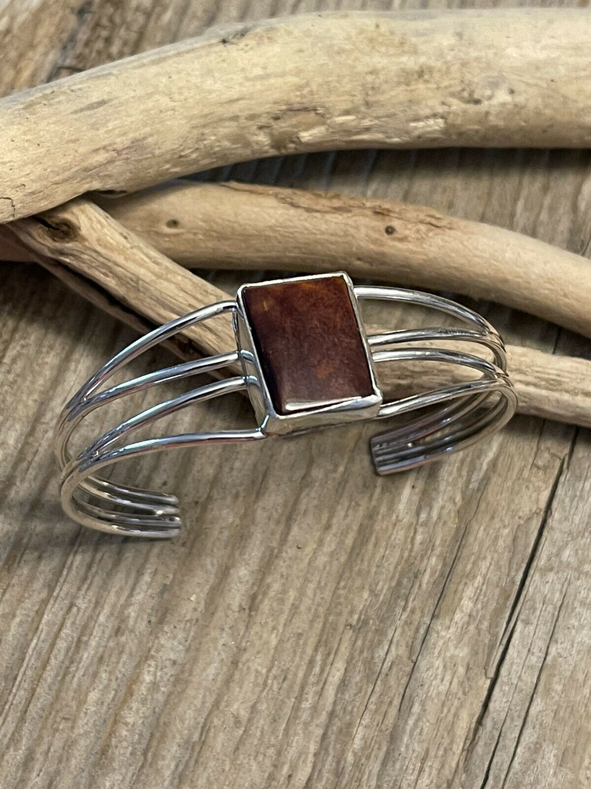 Navajo Spiny Sterling Silver  Bracelet Loop Cuff Stamped Begay