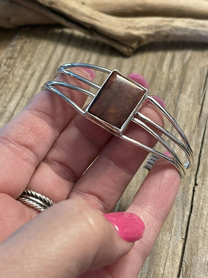 Navajo Spiny Sterling Silver  Bracelet Loop Cuff Stamped Begay