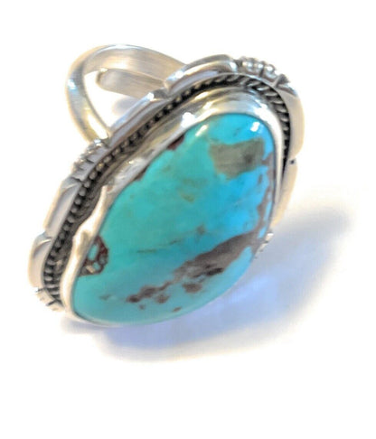 Navajo Royston Turquoise Sterling Southwestern Adjustable Ring Wydell Billie