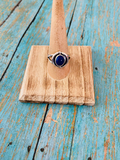 Navajo Sterling Silver & Lapis Ring Size 8.75