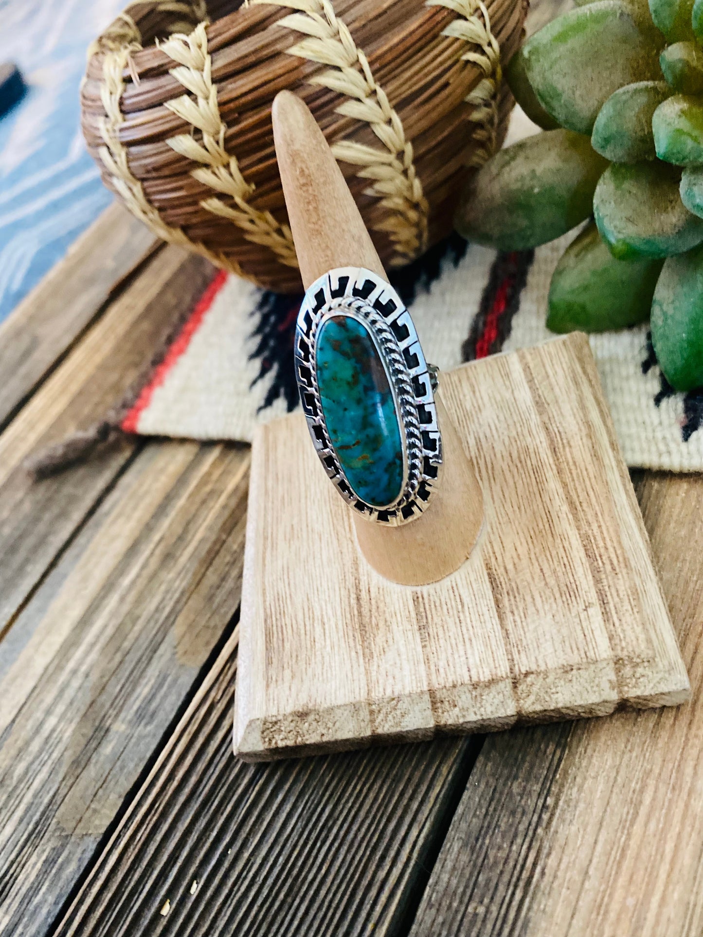 Navajo Royston Turquoise & Sterling Silver Ring Size 6