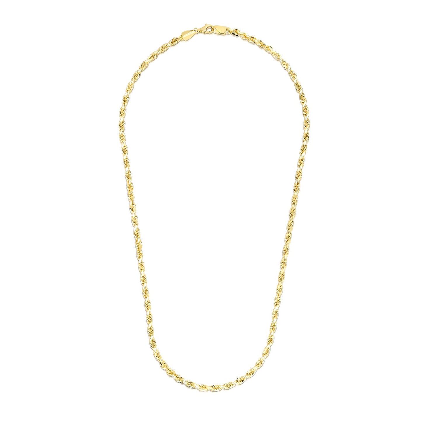 5.0mm 14k Yellow Gold Solid Diamond Cut Rope Chain