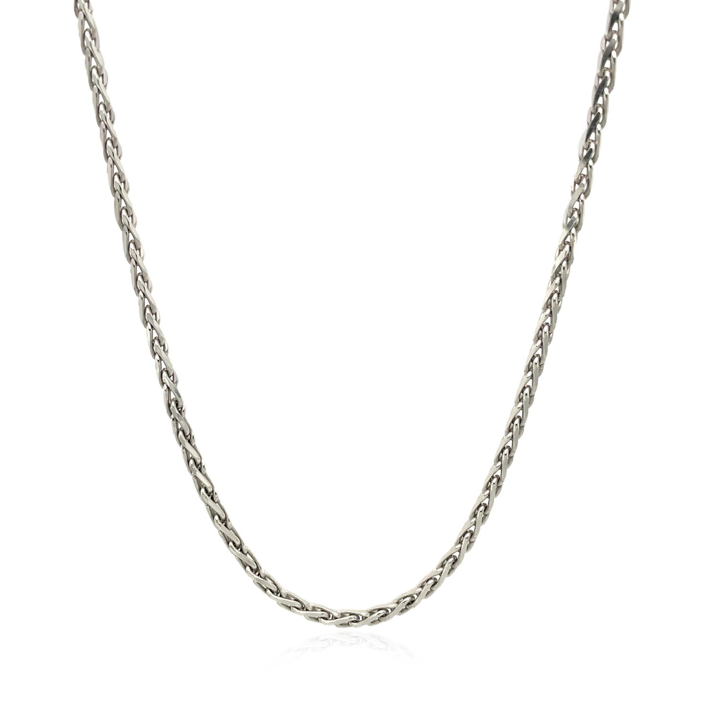 2.2mm Sterling Silver Rhodium Plated Wheat Chain