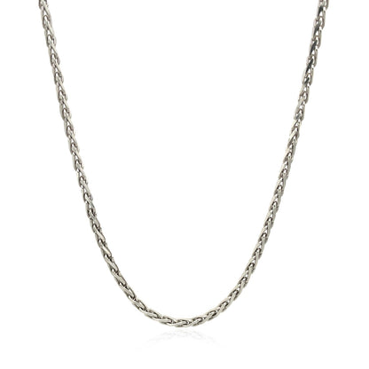 2.2mm Sterling Silver Rhodium Plated Wheat Chain