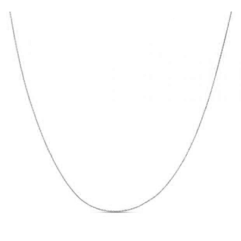 Double Extendable Diamond Cut Cable Chain in 14k White Gold (0.80mm)