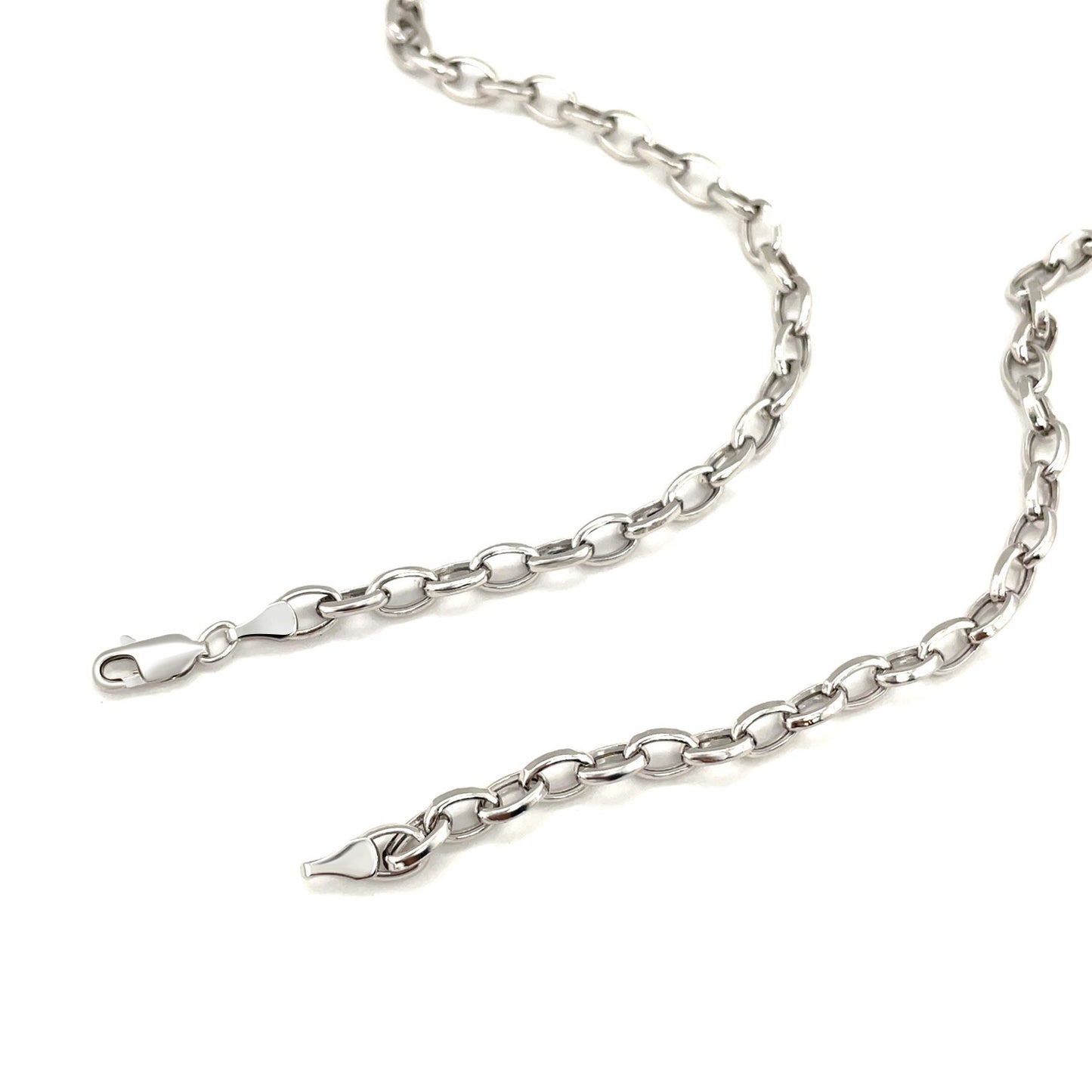 4.6mm 14k White Gold Oval Rolo Chain